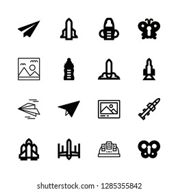 wing icons set with spacecraft, image and helmet vector set