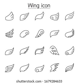 Wing icons set in thin line style