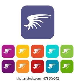 Wing icons set vector illustration in flat style In colors red, blue, green and other