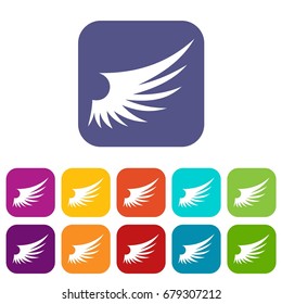 Wing icons set vector illustration in flat style In colors red, blue, green and other