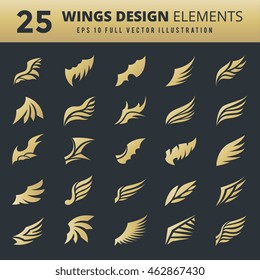 Wing icons vector set