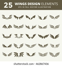 Wing icons vector set