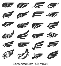 Wing icons vector set