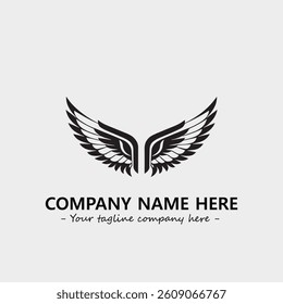 Wing illustration black and white for logo company vector image
