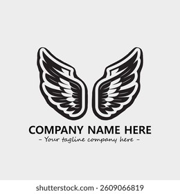 Wing illustration black and white for logo company vector image
