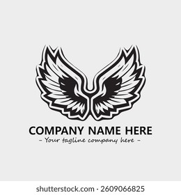 Wing illustration black and white for logo company vector image
