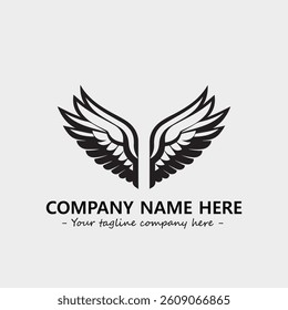 Wing illustration black and white for logo company vector image
