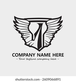 Wing illustration black and white for logo company vector image
