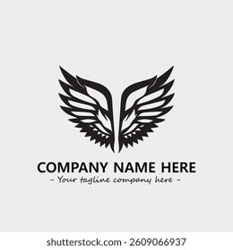 Wing illustration black and white for logo company vector image
