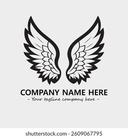 Wing illustration black and white for logo company vector image
