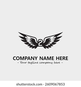 Wing illustration black and white for logo company vector image
