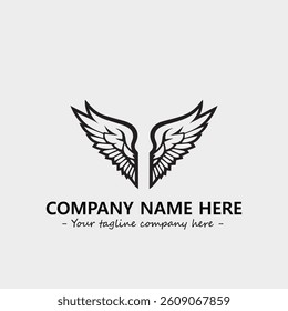 Wing illustration black and white for logo company vector image
