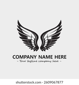 Wing illustration black and white for logo company vector image
