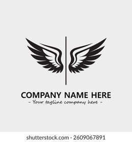 Wing illustration black and white for logo company vector image

