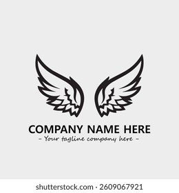 Wing illustration black and white for logo company vector image
