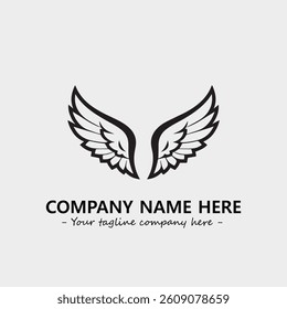 Wing illustration black and white for logo company vector image
