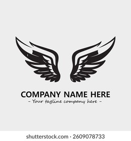 Wing illustration black and white for logo company vector image
