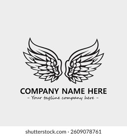 Wing illustration black and white for logo company vector image
