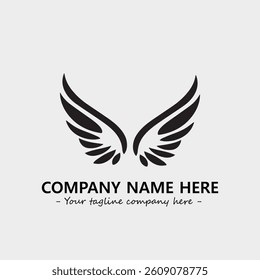 Wing illustration black and white for logo company vector image
