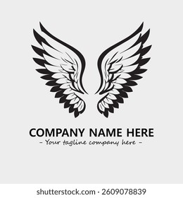 Wing illustration black and white for logo company vector image
