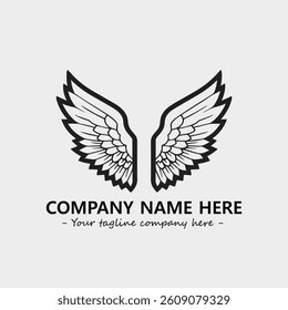 Wing illustration black and white for logo company vector image
