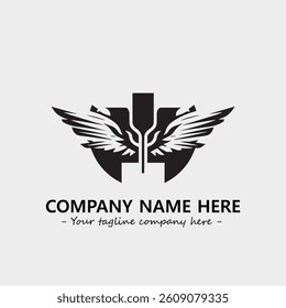 Wing illustration black and white for logo company vector image
