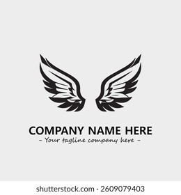 Wing illustration black and white for logo company vector image
