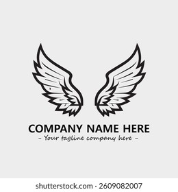 Wing illustration black and white for logo company vector image
