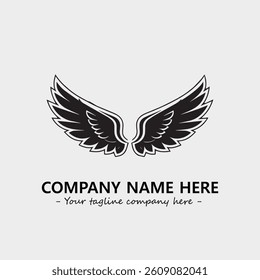 Wing illustration black and white for logo company vector image

