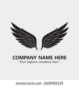 Wing illustration black and white for logo company vector image
