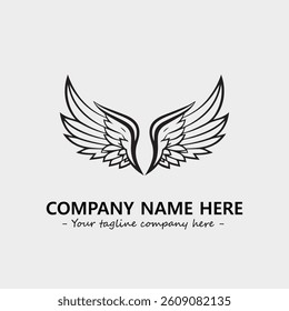 Wing illustration black and white for logo company vector image
