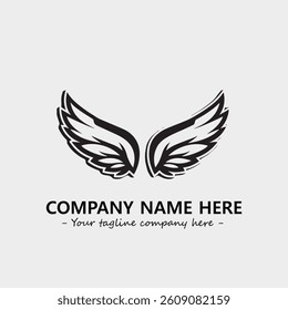 Wing illustration black and white for logo company vector image
