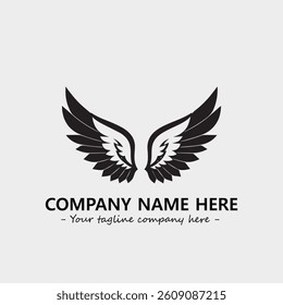 Wing illustration black and white for logo company vector image
