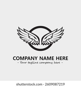 Wing illustration black and white for logo company vector image
