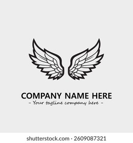 Wing illustration black and white for logo company vector image
