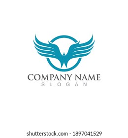 Logotipo de ilustración de ala y diseño vectorial de símbolo