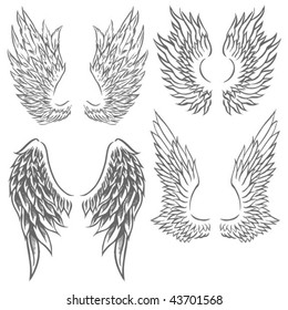 Angel Wings Vector Lettering Drawing Stock Vector (Royalty Free) 554611411