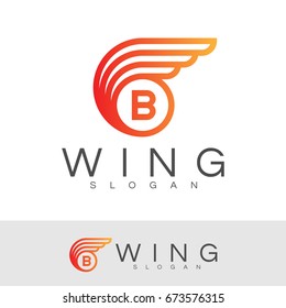 wing initial Letter B Logo design