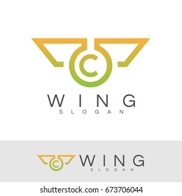 wing initial Letter C Logo design