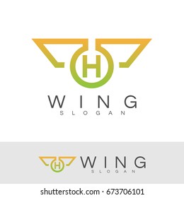 wing initial Letter H Logo design