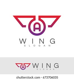 wing initial Letter A Logo design