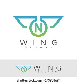 wing initial Letter N Logo design