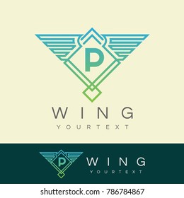 wing initial Letter P Logo design