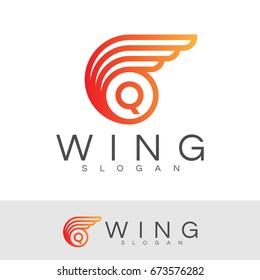 wing initial Letter Q Logo design