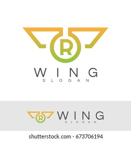 wing initial Letter R Logo design