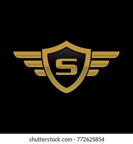 Wing Initial Letter S Shield Icon 