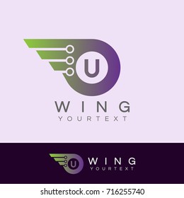 wing initial Letter U Logo design