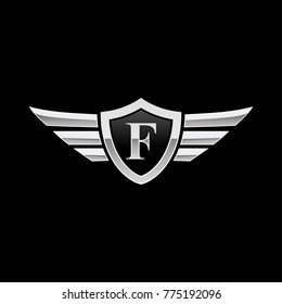 Wing Initial Logo Letter F Shield Icon