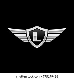 Wing Initial Logo Letter L, Shield Icon Logo