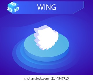 Wing isometric design icon. Vector web illustration. 3d colorful concept